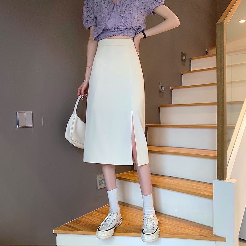 Chân váy dáng dài Ulzzang_chân váy xẻ trước chữ A siêu hót