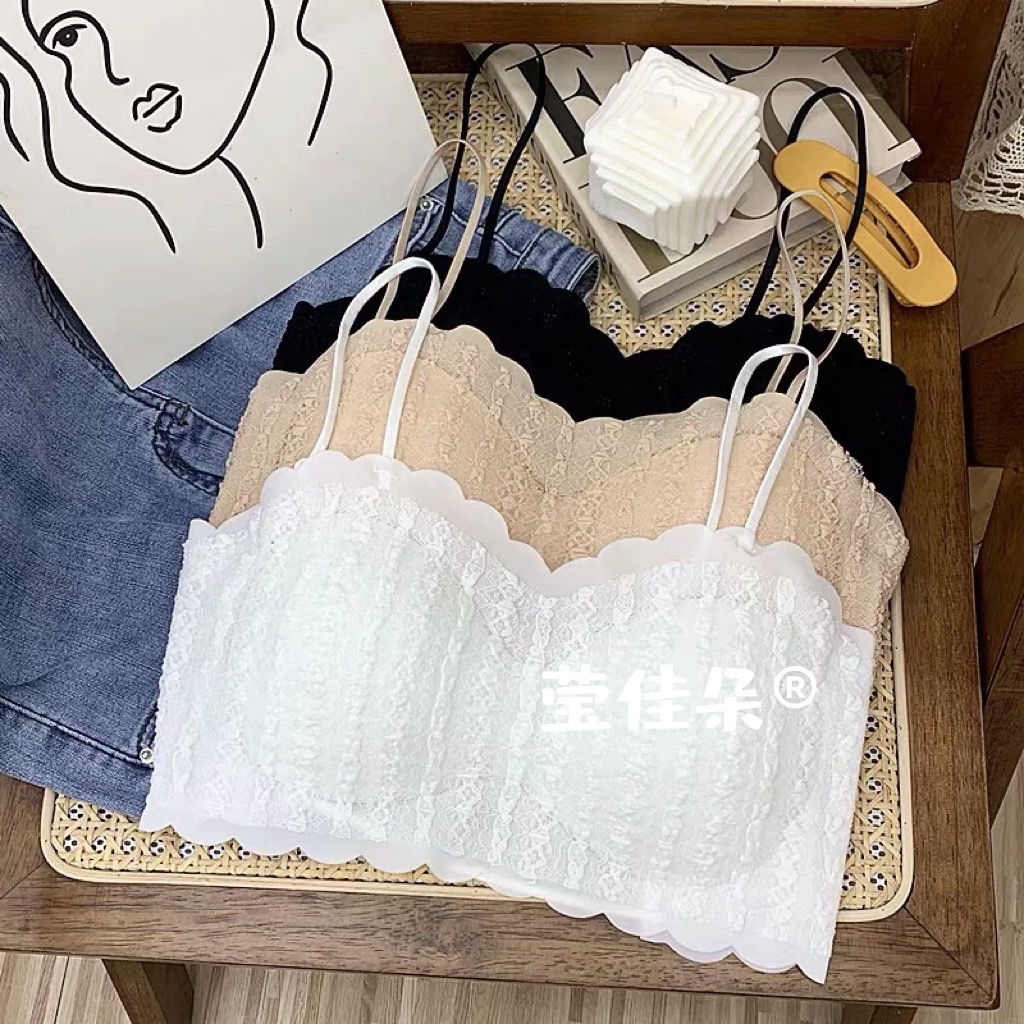 Áo Lót Lụa Phối Ren Hở Lưng Quyến Rũ Dành Cho Nữ