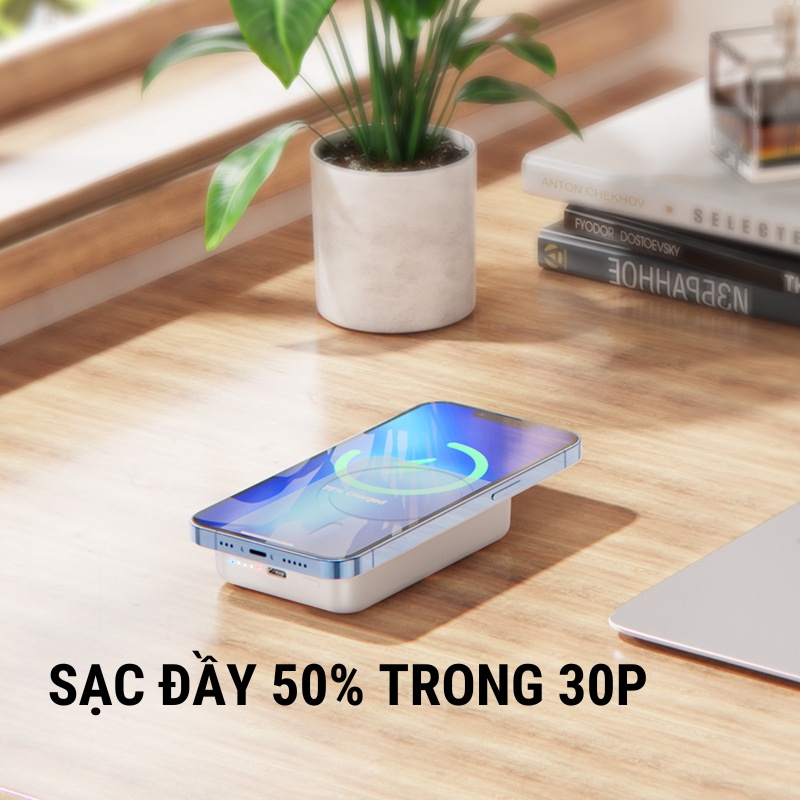 Pin Sạc Dự Phòng Không Dây Magsafe Iphone Chính Hãng BOROFONE BJ25 Dung Lượng 8000 mAh Mini Nhỏ Gọn Sạc Nhanh 15W PD 20W