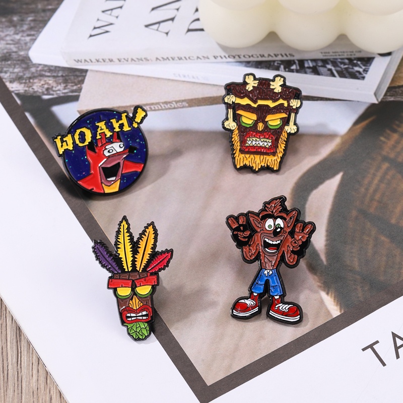 Ghim cài áo QIHE JEWELRY họa tiết hoạt hình bộ lạc độc đáo dễ thương