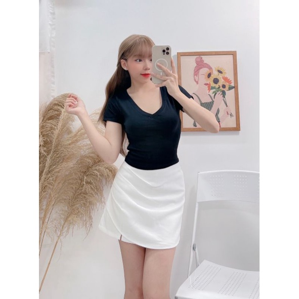 [ FS 50K ] Áo thun cổ tim in chữ cực hot MAMY0902205