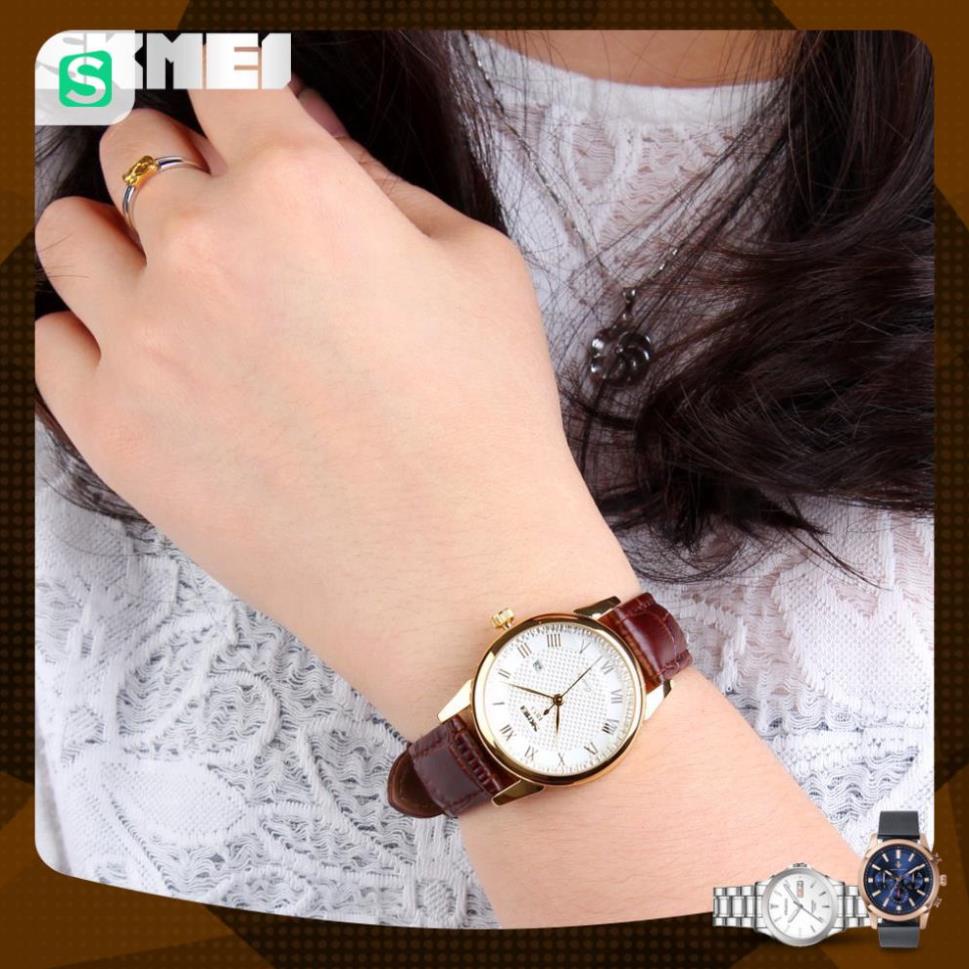 Đồng hồ đôi SKMEI chính hãng 9058 dây da chống nước cao cấp