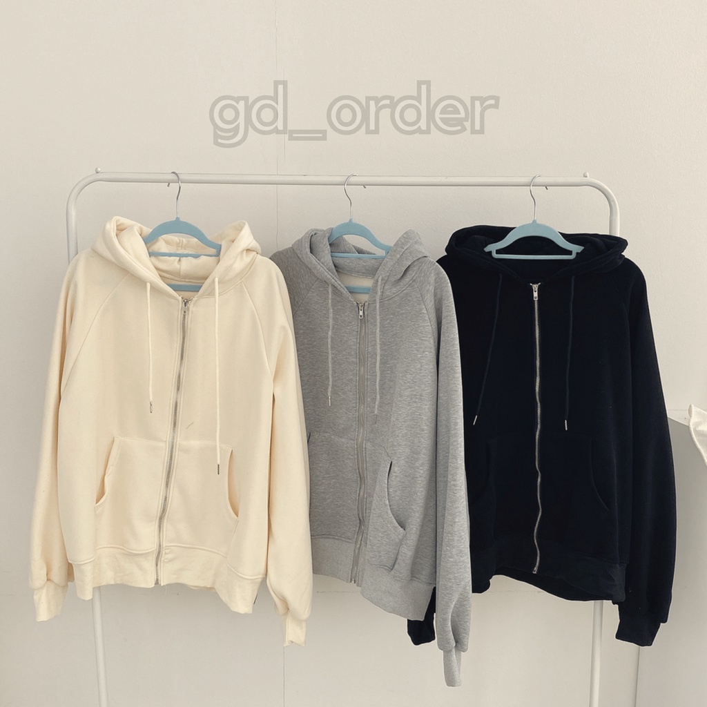 K62|Áo khoác hoodie dáng rộng dây kéo có mù chất bông dày dặn giữ ấm hàn quốc gd_order
