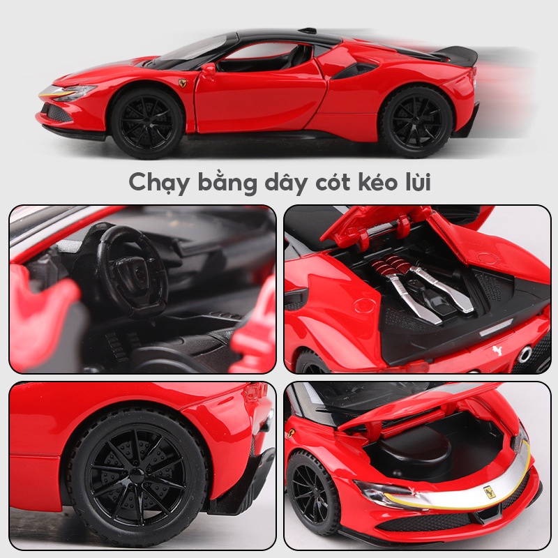 Mô hình xe ô tô Ferrari SF90 Stradale tỷ lệ 1:32 khung hợp kim có đế