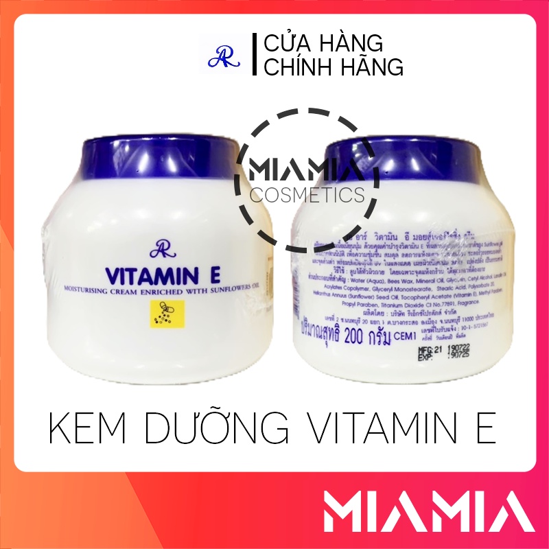 Kem Dưỡng Ẩm Da Vitamin E AR Thái Lan Chính Hãng 200gr