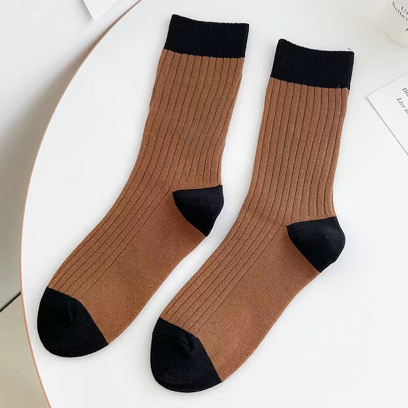 Vớ Cổ Trung Họa Tiết Kẻ Sọc Phong Cách Đường Phố Nhật Bản Thời Trang Mùa Thu Cho Nữ