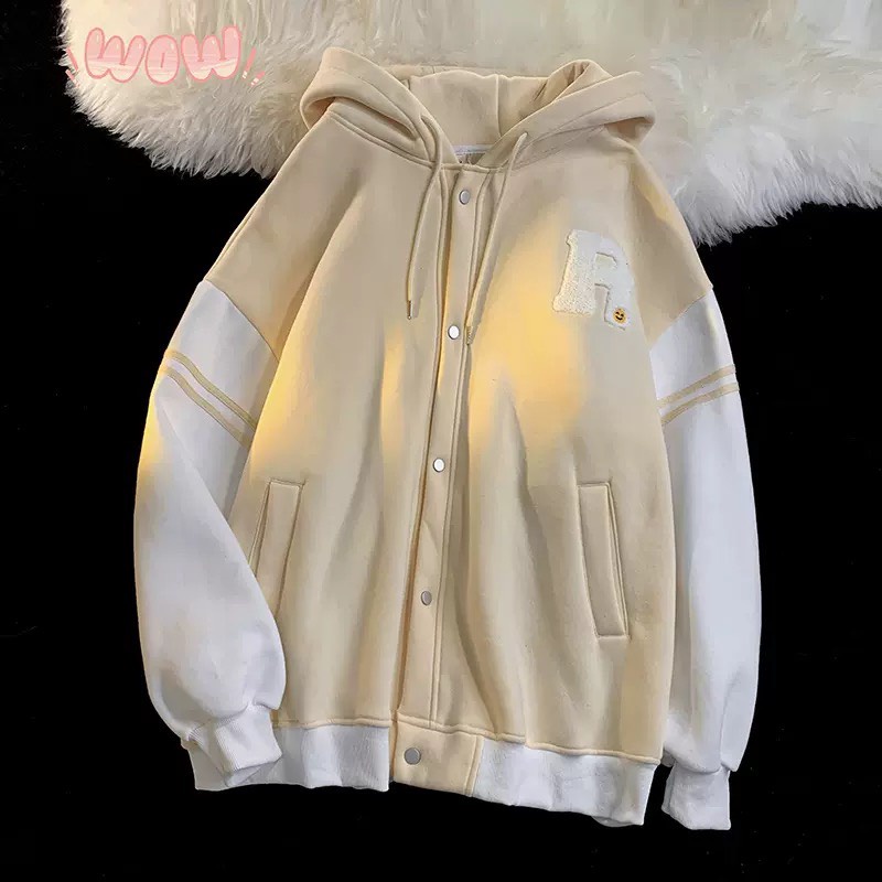 Áo khoác BumBer Mũ Ulzzang Unisex - APT Unisex - Áo khoác chất liệu nỉ form rộng mũ 2 lớp thêu chữ R tạo điểm nhấn