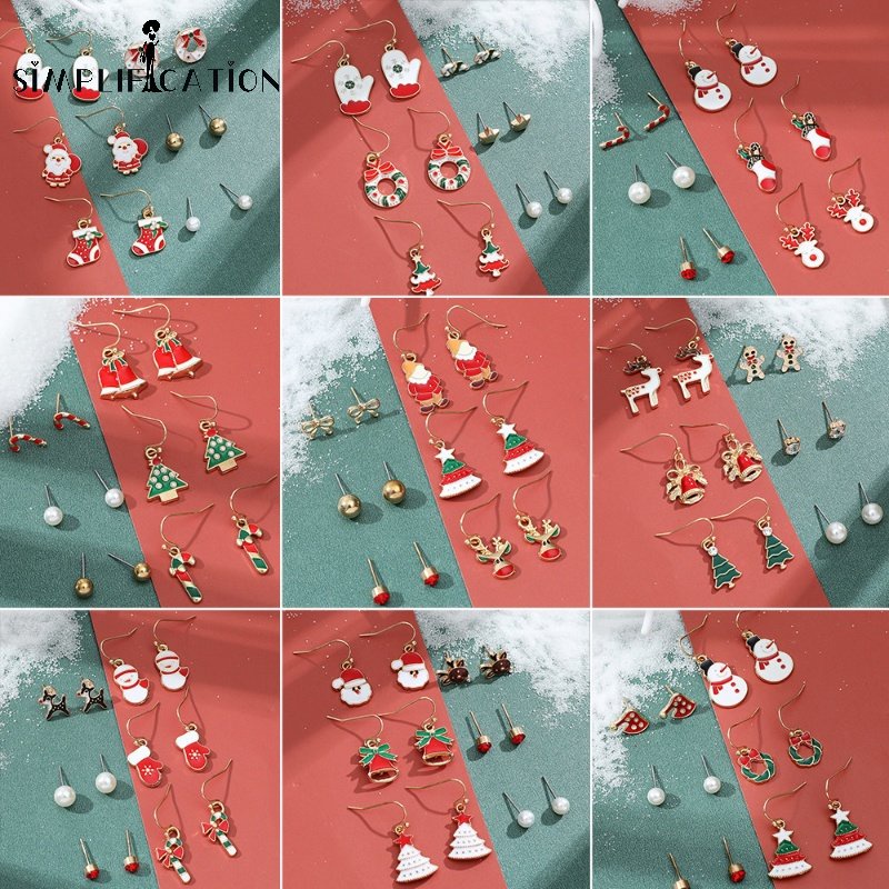 Bộ 6 Đôi Khuyên Tai Chủ Đề Giáng Sinh Thời Trang