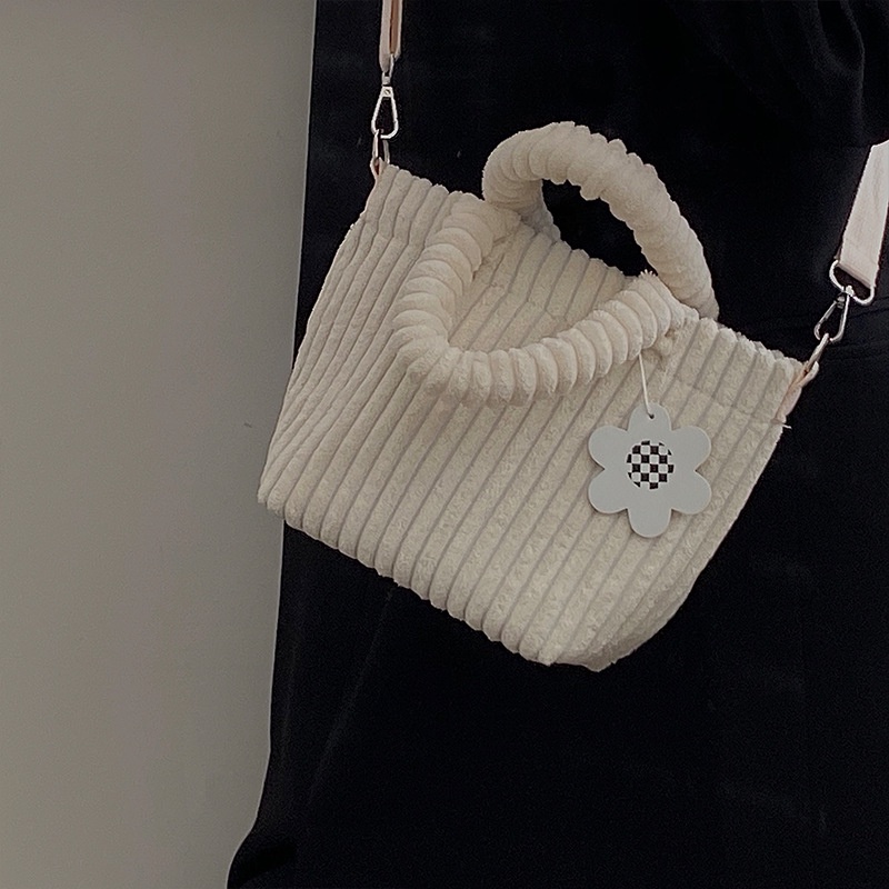 MISCHA Túi Xách Nhung Kẻ Thiết Kế Dễ Thương Phong Cách Hàn Quốc Dành Cho Nữ