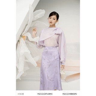 Áo sơ mi tơ tím vạt cổ nơ thiết kế Elise FS2112120TLORPU