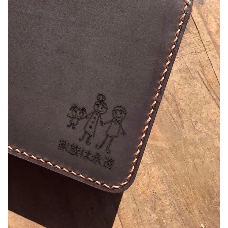 Ví da đứng khắc tên theo yêu cầu, chất liệu da bò thật tặng kèm móc khóa da, làm quà tặng sinh nhật