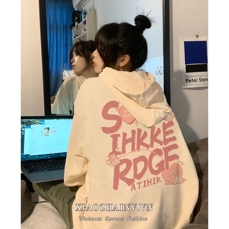Áo hoodie Xiaozhainv mỏng cỡ lớn kiểu vintage đường phố cá tính cho nữ