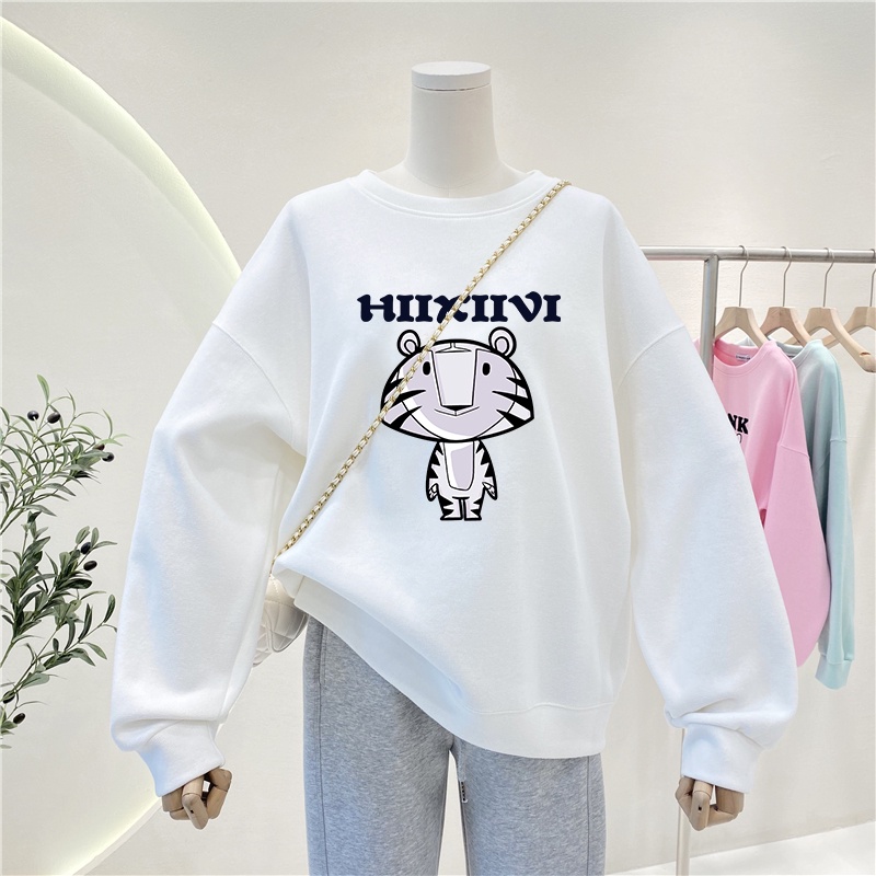 NRVP Áo Thun Nữ Dài Tay Dáng Rộng In Hình Phong Cách Hàn Quốc Mới