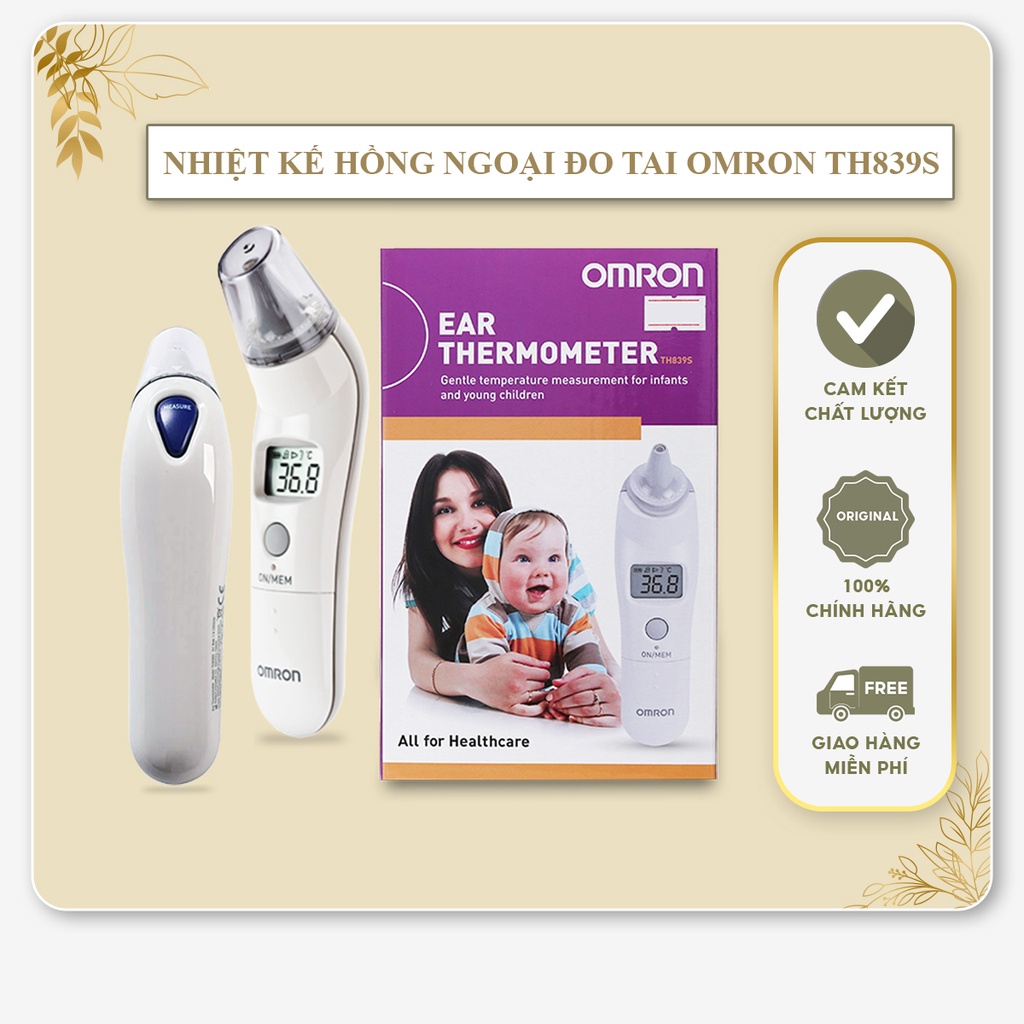 Nhiệt kế điện tử đo tai Omron TH-839S - Cảm Biến Hồng Ngoại Đo Ở Lỗ Tai Chỉ 1 Giây, Có Đèn Tín Hiệu Báo Khi Bị Sốt