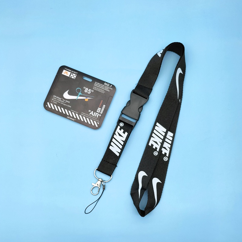 Horizontal Badge Holder With Neck Lanyard Keychain ID Card Protector Case Work Student Name Tag Key Ring
