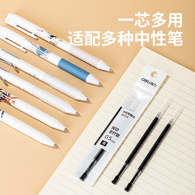 Ruột Bút Gel Deli Ngòi 0.5mm Dùng Thay Thế Cho Bút Bi A03, A06 Taro Stationery