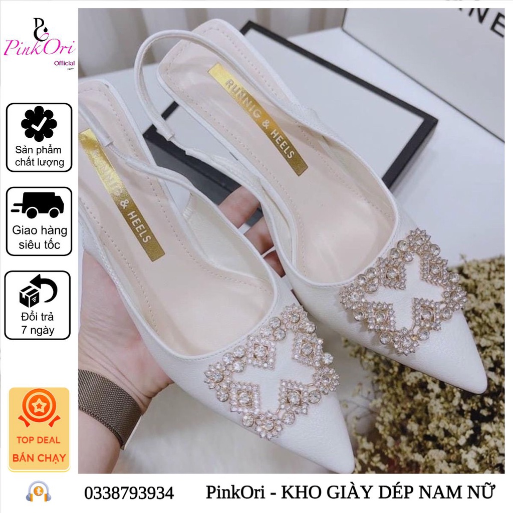 Giày Cao Gót sanh chảnh gắn đá chữ X - PinkOri