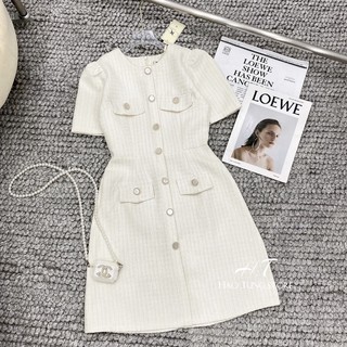 Váy Dạ Tweed phối tay sơ mi bèo ( ảnh thật chụp sàn)