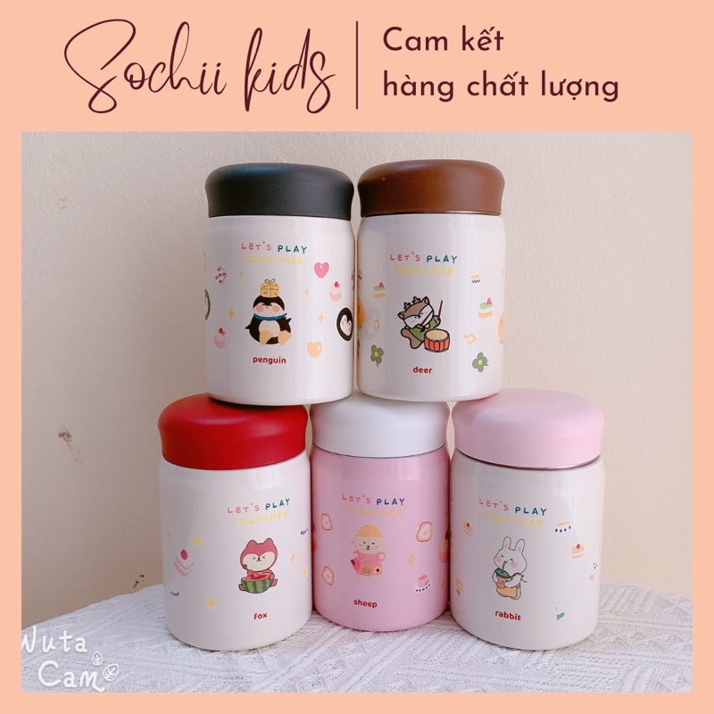 Ủ cháo, bình giữ nhiệt 320ml họa tiết xinh xắn cho bé