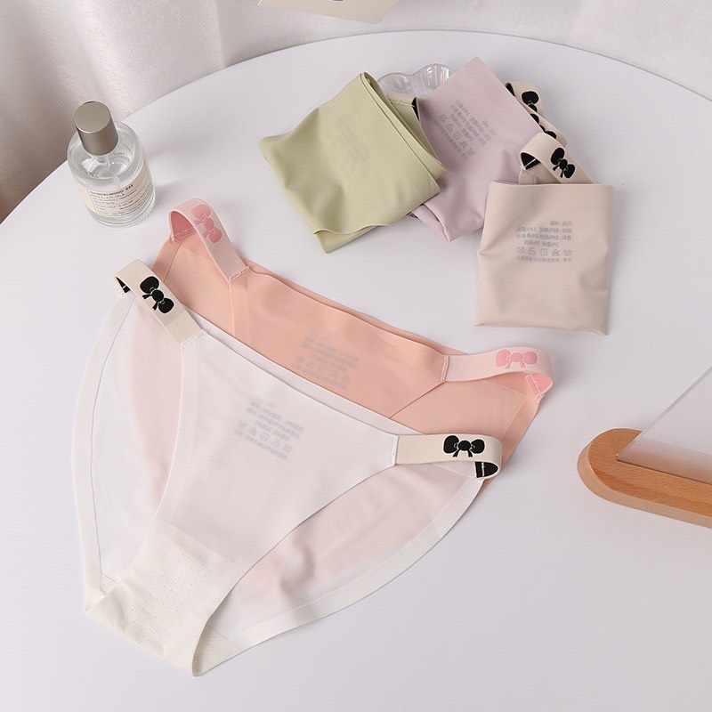 Combo 10 Quần Lót Nữ không đường may Đúc Su thun lạnh Dây Nơ Hông Quyến Rũ cao cấp mềm mại Ql21