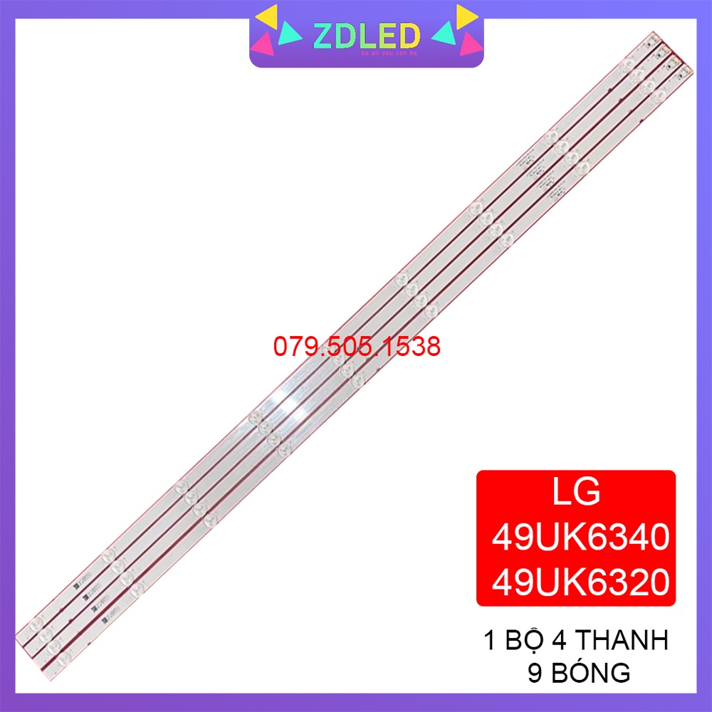Thanh LED TIVI  LG 49UK6340 - Lắp zin tivi LG 49UK6340 49UH6320 - 49LJ550 - 1 THANH 4 thanh 9LED - LED MỚI 100% nhà máy