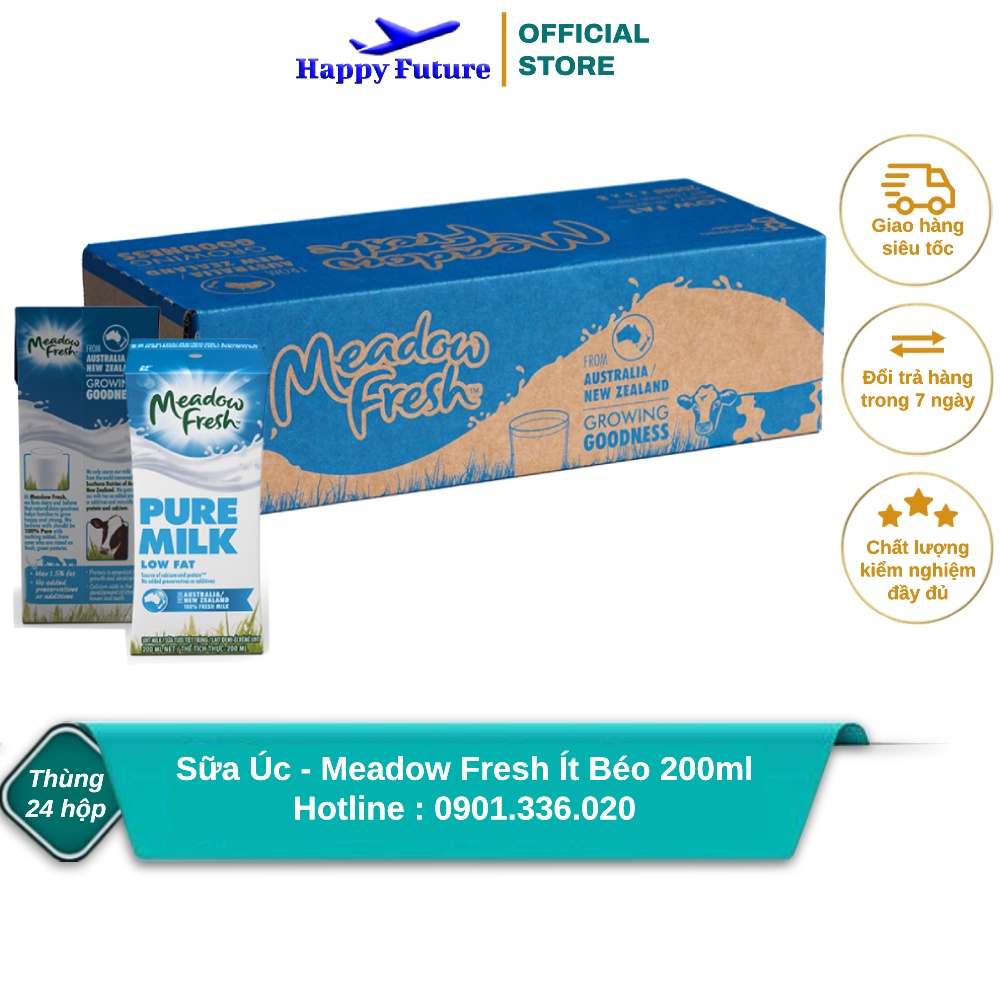 [Thùng 24 Hộp] Sữa Tươi Meadow Fresh Ít Béo 200ml - Nhập khẩu Úc
