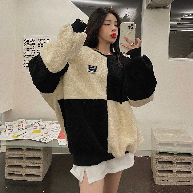 Áo Len Lông Phối Hoạ Tiết Caro - Meimei Store 2209AL1