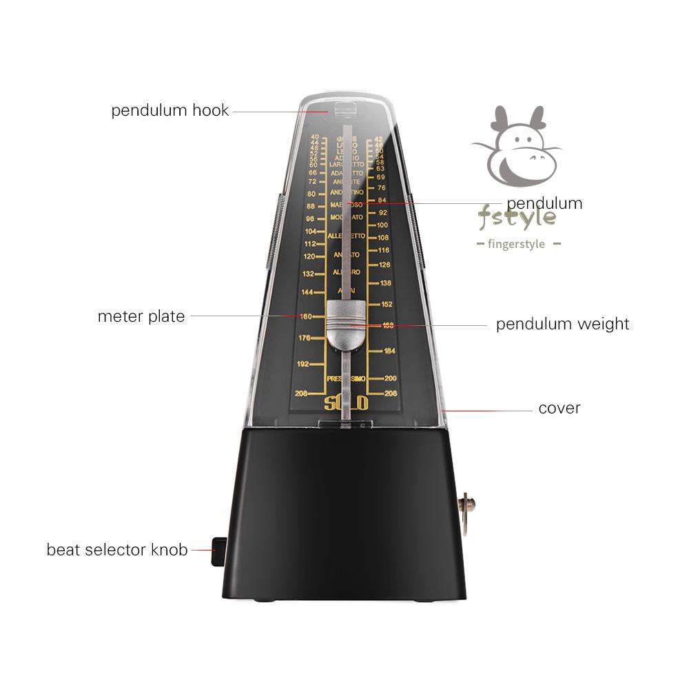 Máy Đếm Nhịp Cơ Tiêu Chuẩn Chất Liệu ABS Thông Dụng Cho Guitar Violin Piano Bass M NEW 1020
