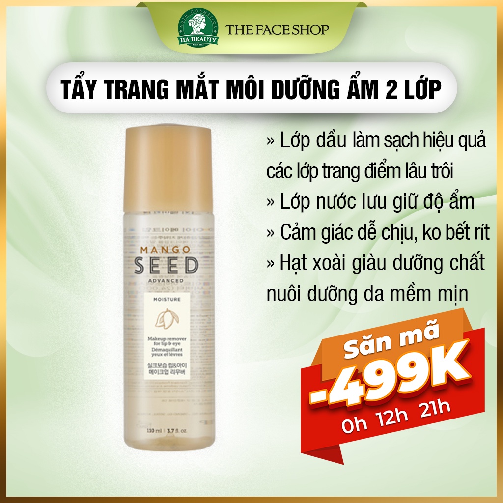 Tẩy trang mắt môi dưỡng ẩm sạch sâu The Face Shop Mango Seed Lip & Eye Makeup Remover 110ml