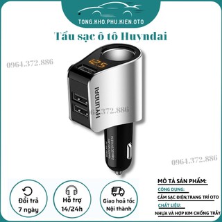 Tẩu Sạc Ô Tô - Tẩu Sạc Nhanh Ô Tô Chính Hãng Hyundai - Đầu Ra 3 Cổng USB, 1 Cổng Tẩu Tròn