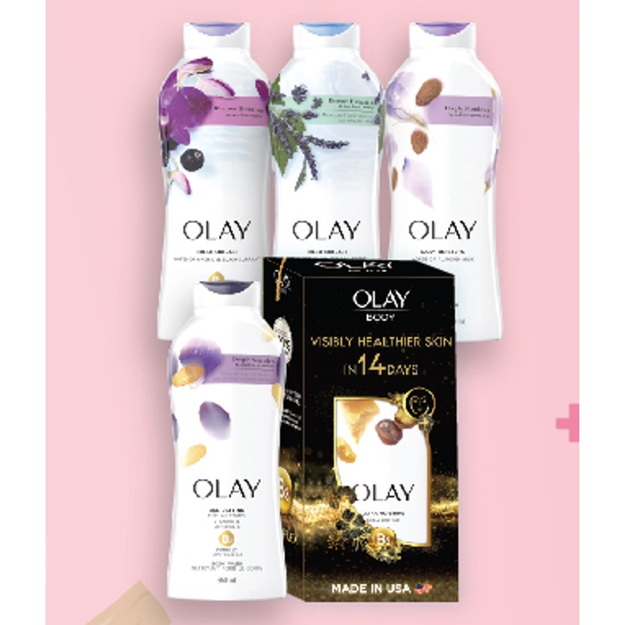 USA I HỘP QUÀ ĐẶC BIỆT (inbox mùi) - Sữa tắm dưỡng da Olay Mỹ Body Wash 364ml / 650ml (dạng Gel / Sữa) với vitamin B3