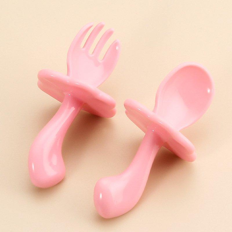 PVN53651 Set thìa dĩa cán ngắn cho bé tập ăn dặm có nút chặn chống hóc Giá Rẻ