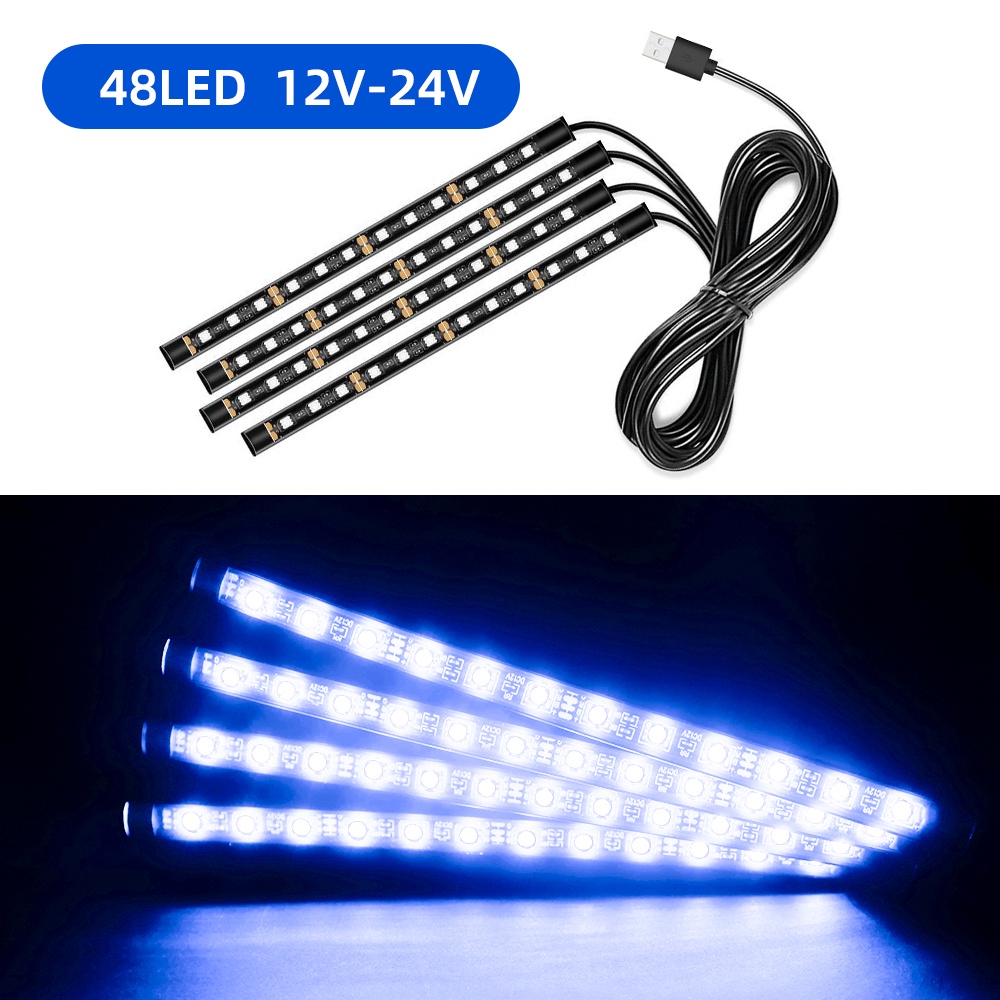 Đèn LED 48 Bóng 4 Trong 1 12-24V Trang Trí Nội Thất Xe Hơi