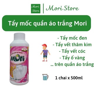 Tẩy mốc quần áo trắng MORI, tẩy mốc, tẩy ố trên quần áo trắng, dung tích 500ml