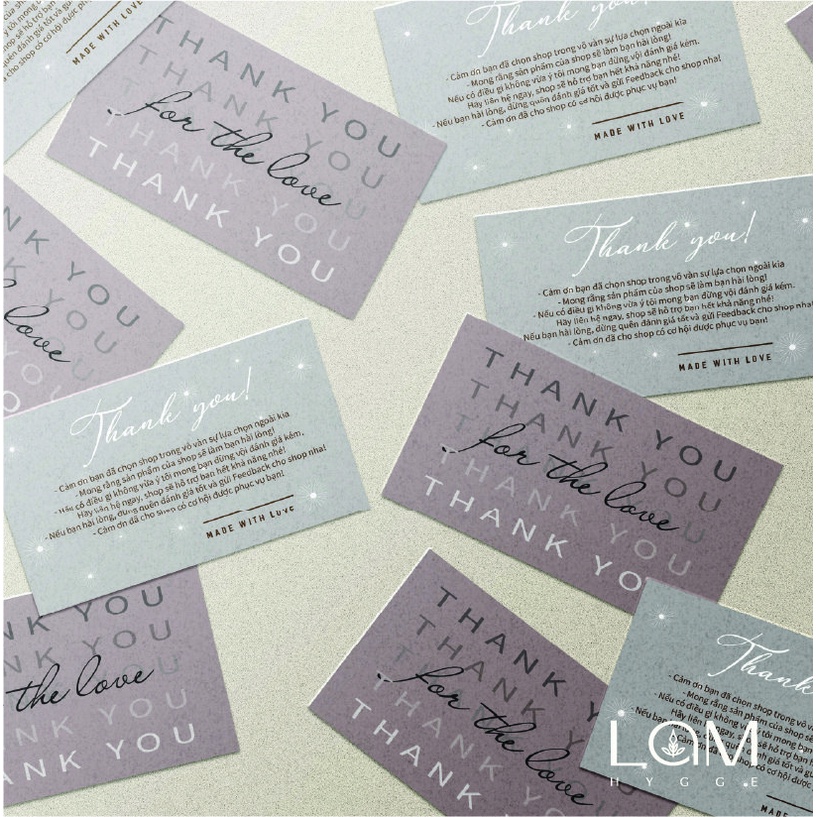 Card Cám Ơn, Card Thank You, Thiệp Cảm Ơn - Size 9x5,4cm - Giấy C300 Cán Màng Mờ 2 Mặt - MS: 03