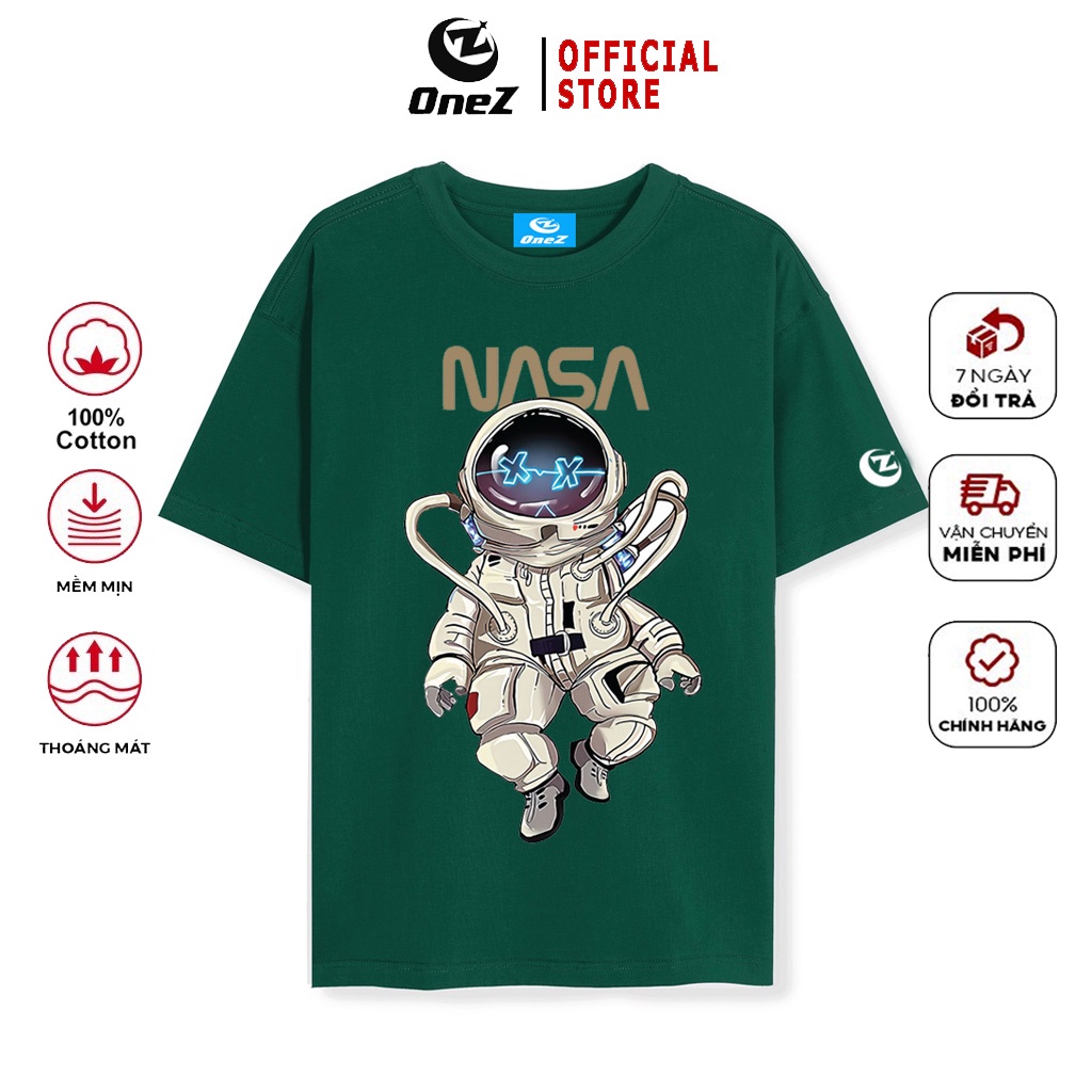 Áo phông basic tay lỡ form rộng unisex OneZ hình phi hành gia