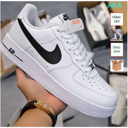 Giày_nike air force 1 vệt đen cổ thấp, giày af1 trắng móc đen nam nữ chuẩn S.C full bill box