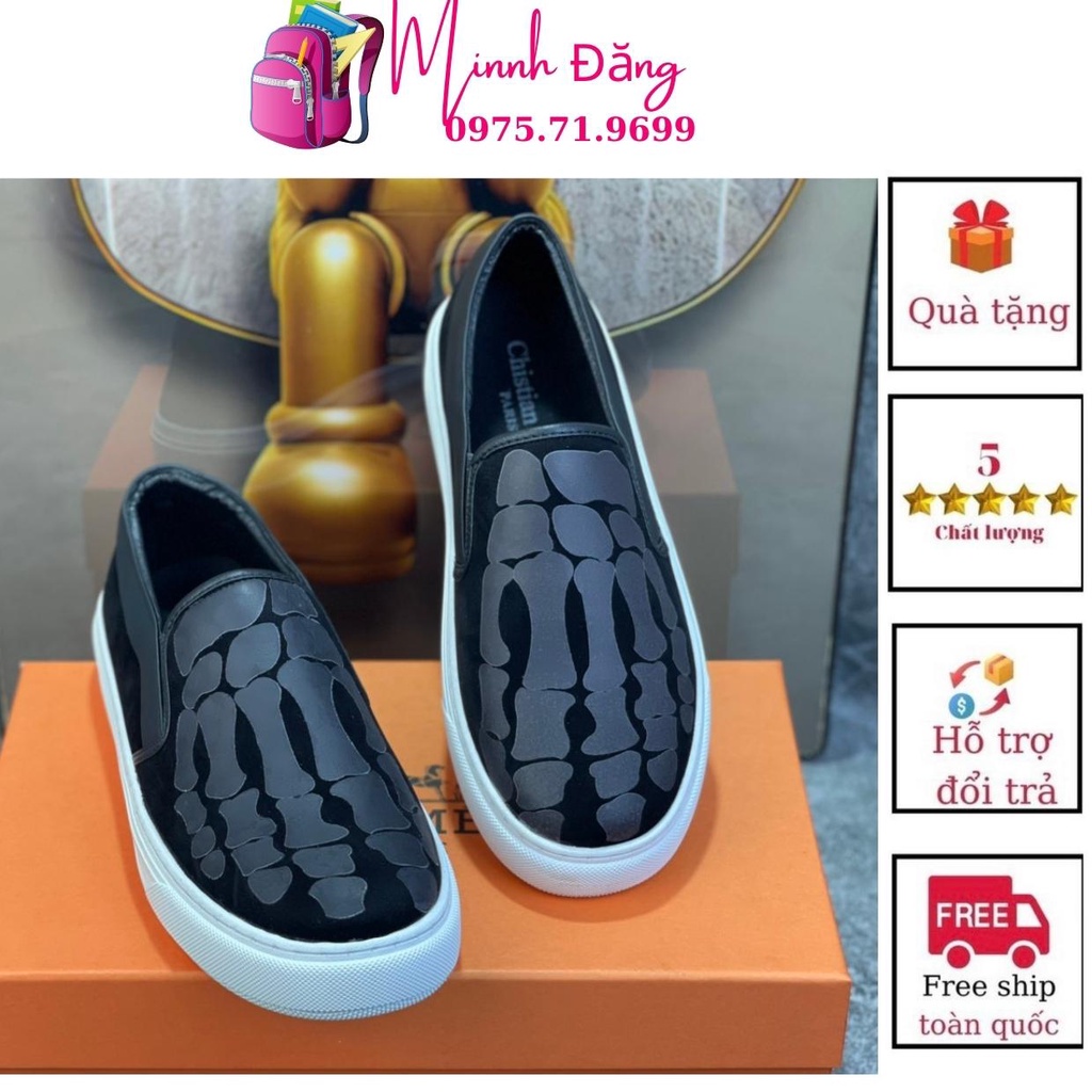 Giày slipon nam, giày Arimi ppin hình xương 3D giầy mẫu mới thời trang trẻ trung năng động dễ kết hợp đồ, form chuẩn