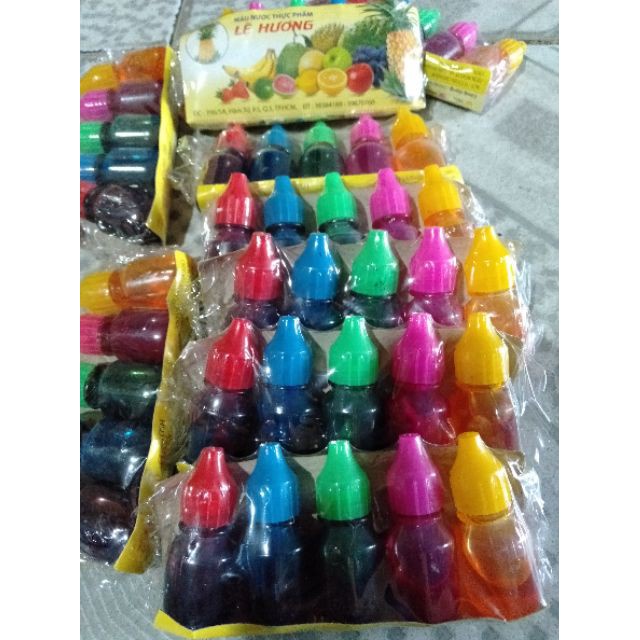 Màu Thực Phẩm Lệ Hương | Nguyên liệu làm slime, rau câu, bánh | 1 xâu 10 vĩ đủ màu | Nước Màu Thực Phẩm