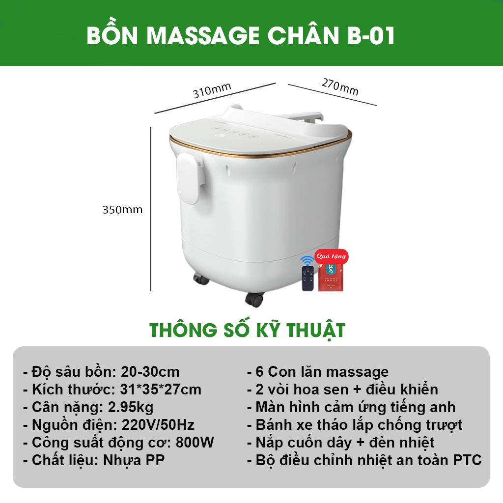 Máy ngâm chân massage, bồn ngâm chân Takara tạo sóng nước tuần hoàn và tự