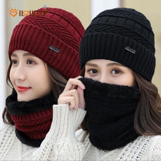 Image of Unisex Winter Warm Thermal Fleece Knitted Skullies Beanies Cap Women Men Scarf Hat Face Neck Cover Balaclava for Cycling, Motorcycle