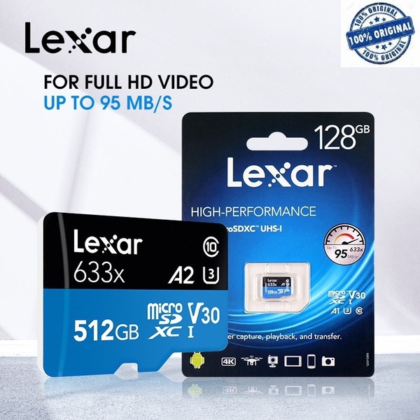 Thẻ Nhớ Lexar 95MB / s tf micro sd 633x 256G 512G 128G 64G 32GB SDHC Class10 64G 128G Cho Gopro / DJI