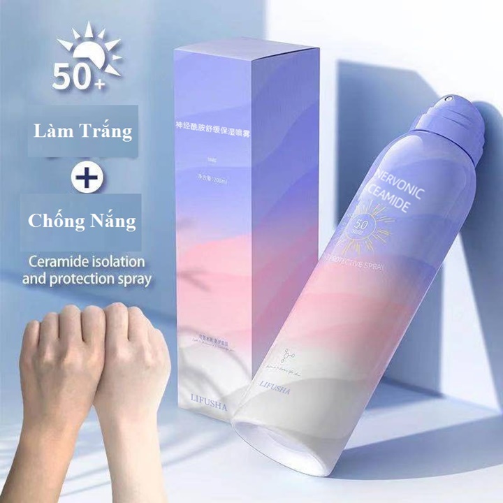 Xịt Trang Điểm Kiêm Chống Nắng Làm Trắng Da Tức Thì Lifusha Mẫu Mới, Chống Nước 150ml