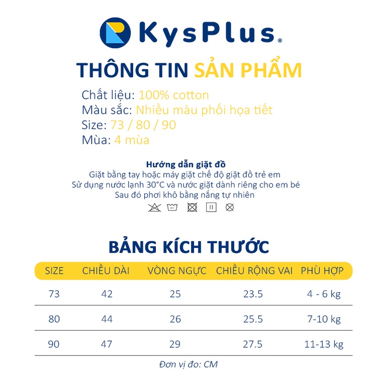 Bộ Quần Áo Cộc Cho Bé Trai, Bé Gái KYS+ Vải 100% Cotton Mềm Mịn Mẫu Quần Áo Trẻ Em Cho Bé Từ 4 -13kg BR03