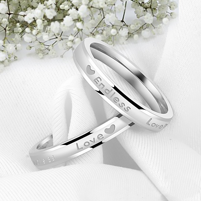 Nhẫn cặp endless love cao cấp, nhẫn cặp tình nhân endless love NC069