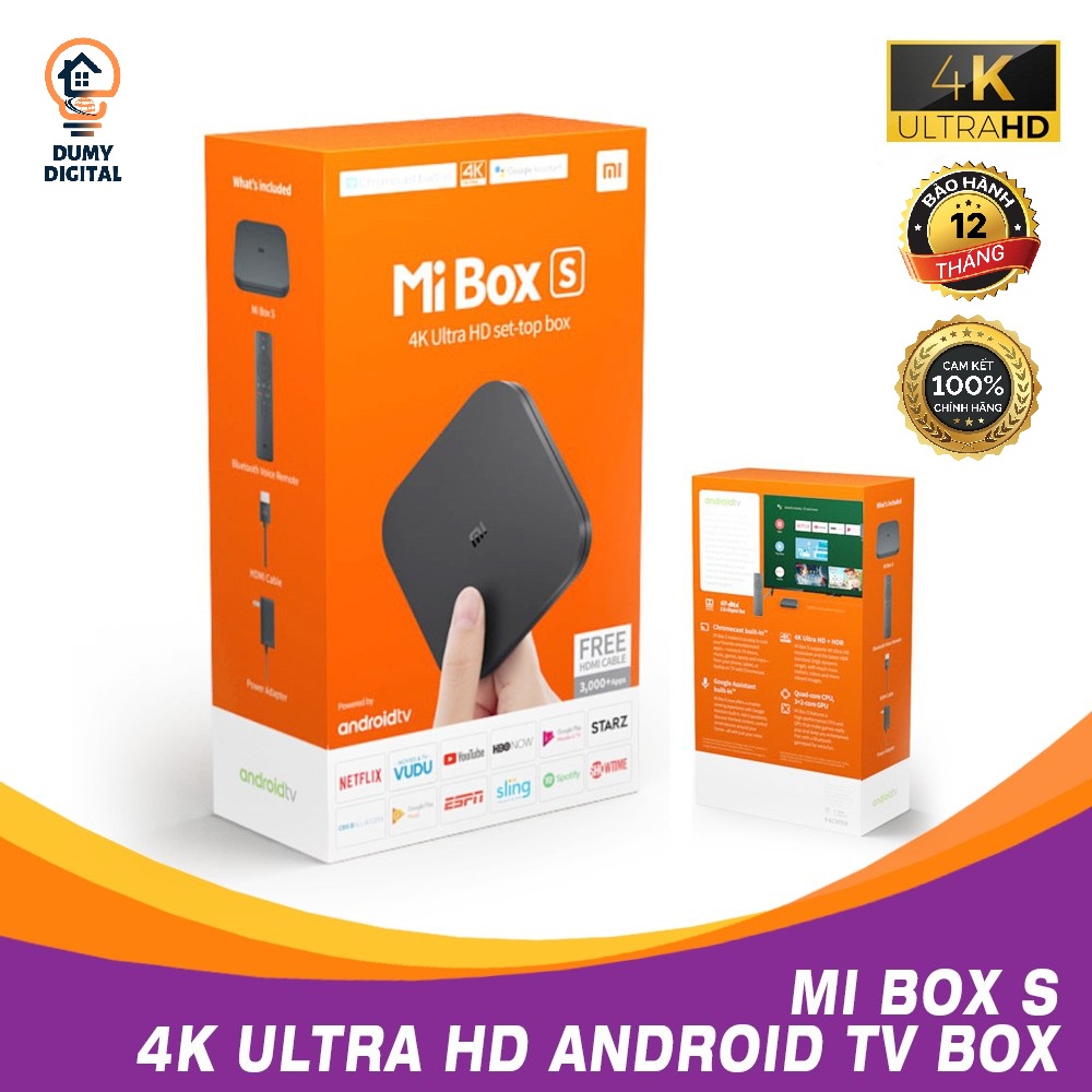 Android Tivi Box Xiaomi Mi Box S 4K DOLBY ATMOS | Tìm Kiếm Giọng Nói | Bản Quốc Tế | Bảo Hành 12 Tháng