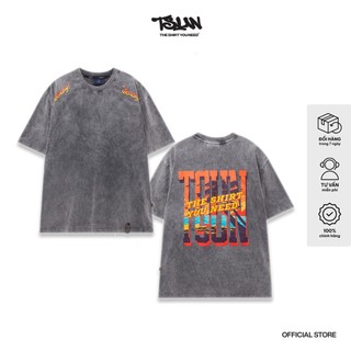 Áo Thun TSUN Beachy Wash Xám - [UNISEX] - In Kéo Lụa