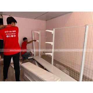 Khung lưới, kệ siêu thị, lắp đặt kệ siêu thị bán lẻ, sợi lưới 2.5ly ô 5x5 vuông.