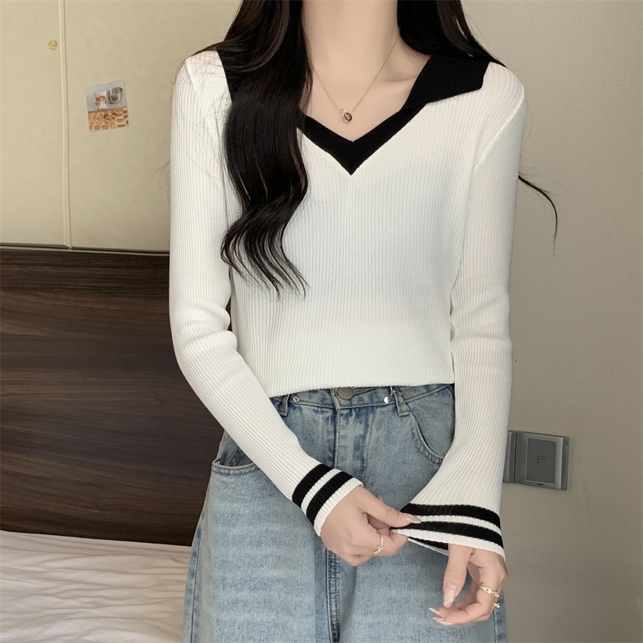 Áo Dệt Kim Tay Dài Cổ Polo Thiết Kế Mỏng Kiểu Dáng Mới Thời Trang Mùa Thu Dành Cho Nữ