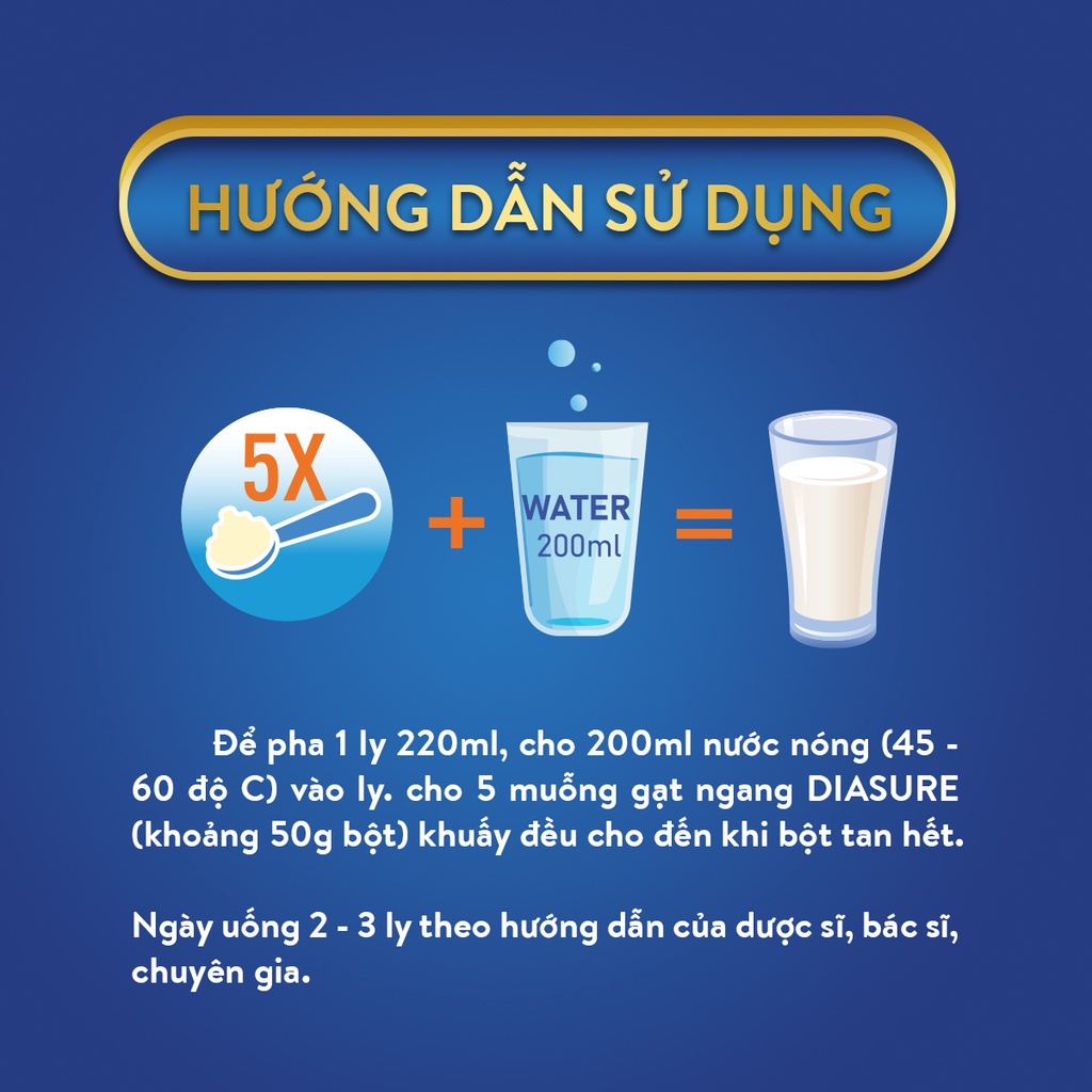 Sữa non DiaSure chính hãng lon 850g - Cung cấp dinh dưỡng toàn diện cho người bị tiểu đường